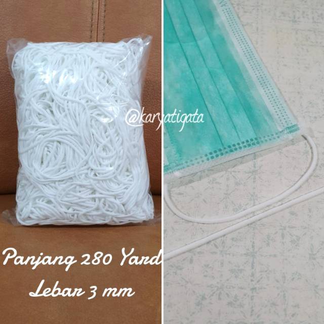 Karet Elastis 3 mm - Putih (280 Yard)