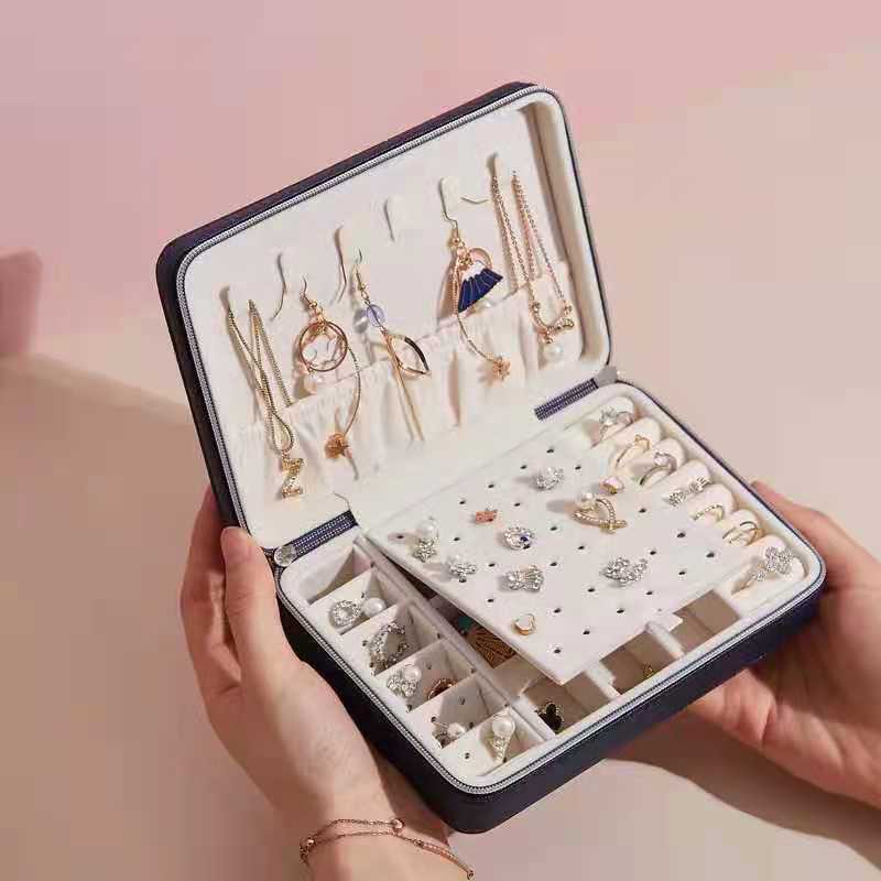 Box Perhiasan Persegi Panjang / Travel Jewelry Anting Kalung Cincin / Kotak Perhiasan