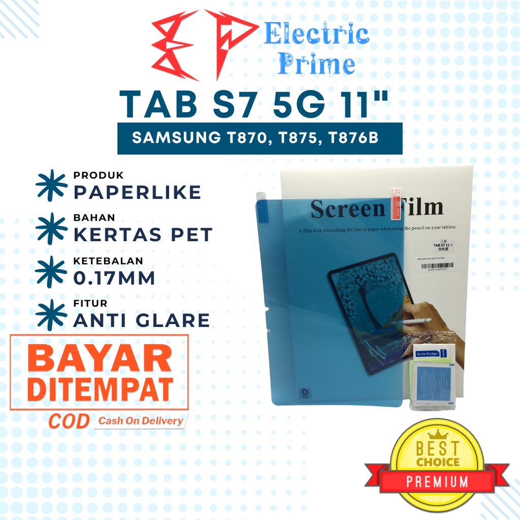 Anti Gores Film Samsung Galaxy Tab S7 11 5G T870 T875 T876B 2020 TRIPLEDI Screen Protector Matte PET Paper Like