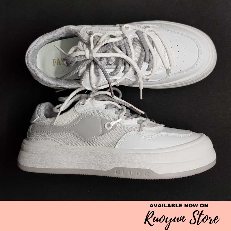 RYX - Plain White Sepatu Sneakers Wanita Fashion Casual / Olahraga (NO BOX) - Ori Import