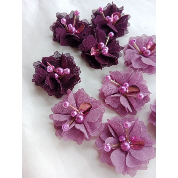 RS8 READY SIAP KIRIM HARGA 1 BIJI aplikasi bunga 3d handmade CALLA 4cm hiasan baju gaun kebaya