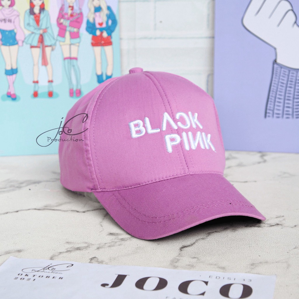 PHILEO | TOPI BASEBALL ANAK FASHION HAT TOPI MOTIF BORDIR UNISEX TOPI MOTIF BLACK PINK BORDIR-BLACKPINK - UNGU