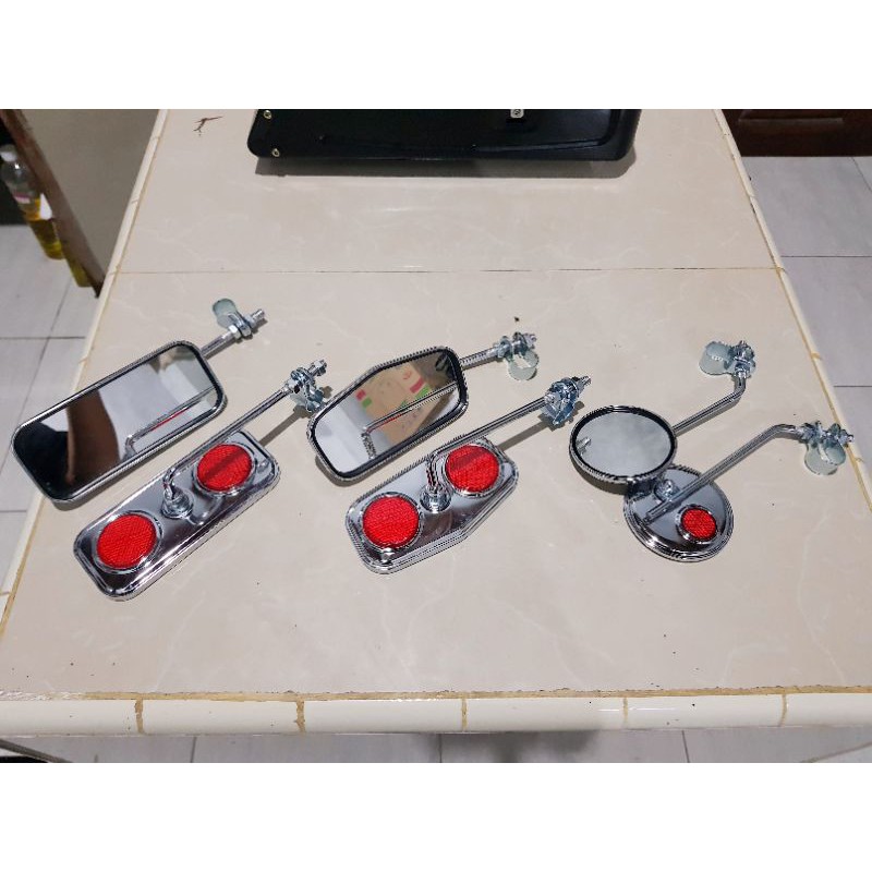 sepasang spion sepeda lowrider lampu depan minion ontel klasik