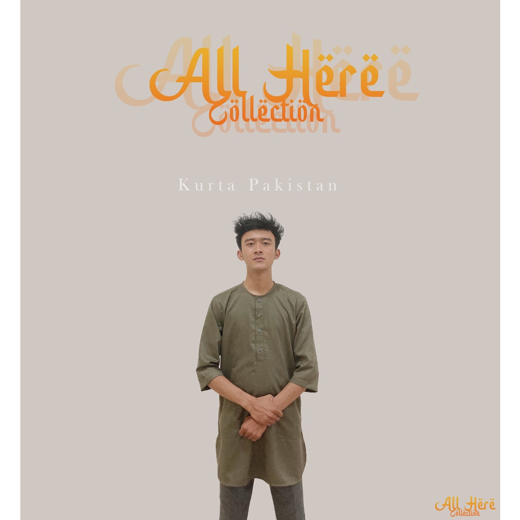 Koko Pria Kurta Pakistan Hijau Army