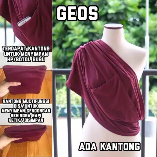 Bundara.id Ge-956 Size L Gendongan bayi anti ribet 2in1 Geos instant + kantong Gendongan kaos