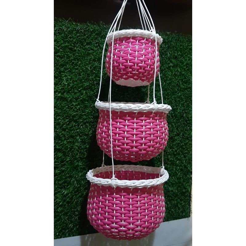 Pot gantung anyam rotan sintetis 3 ukuran