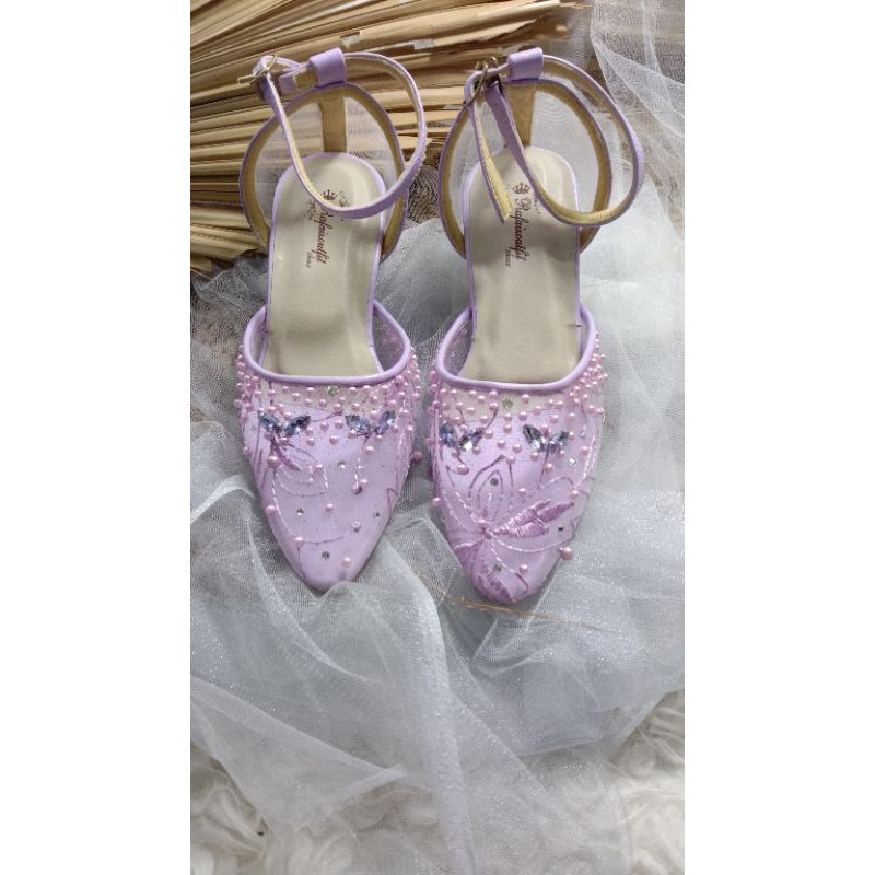 sepatu wedding lily lavender sepatu wanita cantik 5cm kaca