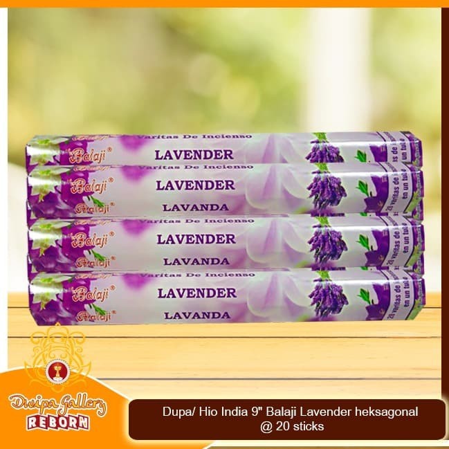 Dupa/Hio India 9&quot; Balaji Lavender heksagonal @ 20 sticks (6 pcs/box)