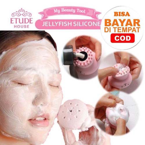 Etude Silicone Brush Jellyfish Exfoliator_Sikat pembersih wajah