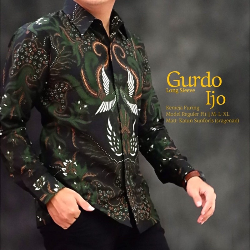 Kemeja Batik GURDO IJO Full Furing Bahan Katun High Quality