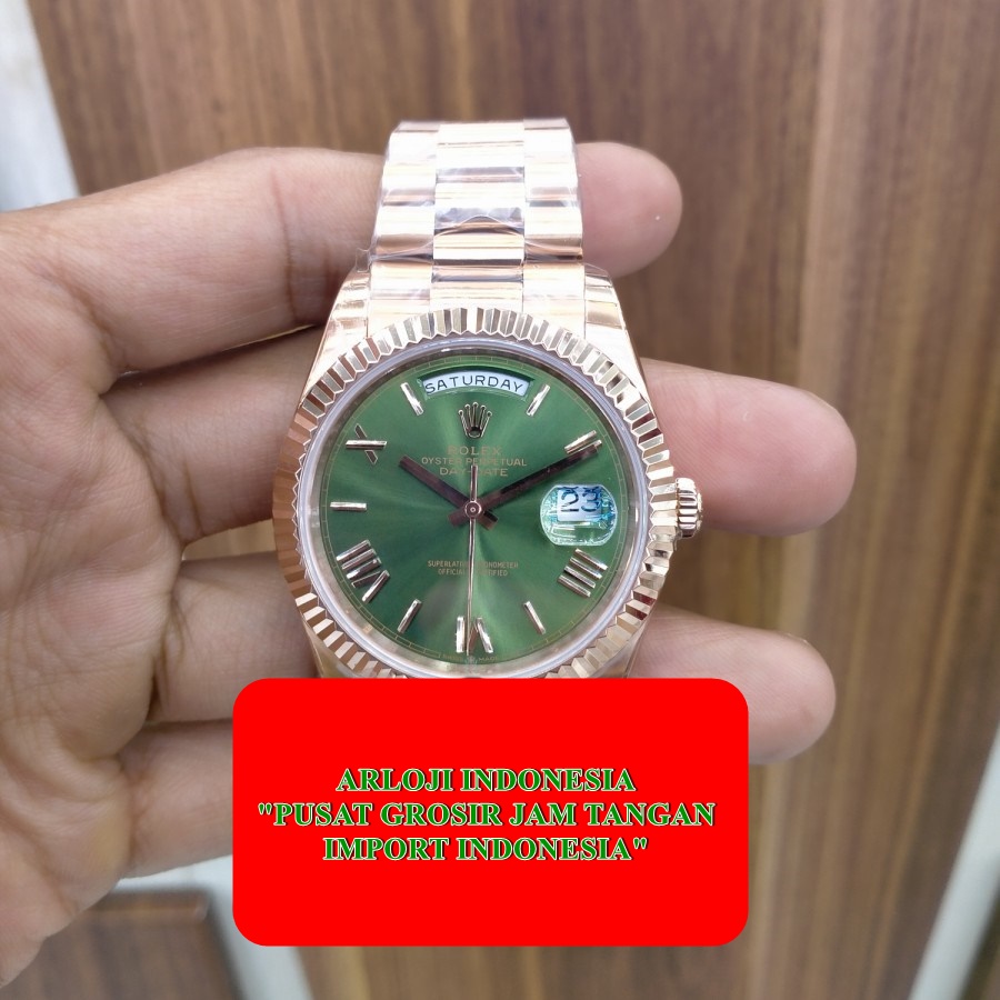 New Rolex Day Date 40mm 228235 Caliber 3255 Olive Green Garansi 1th