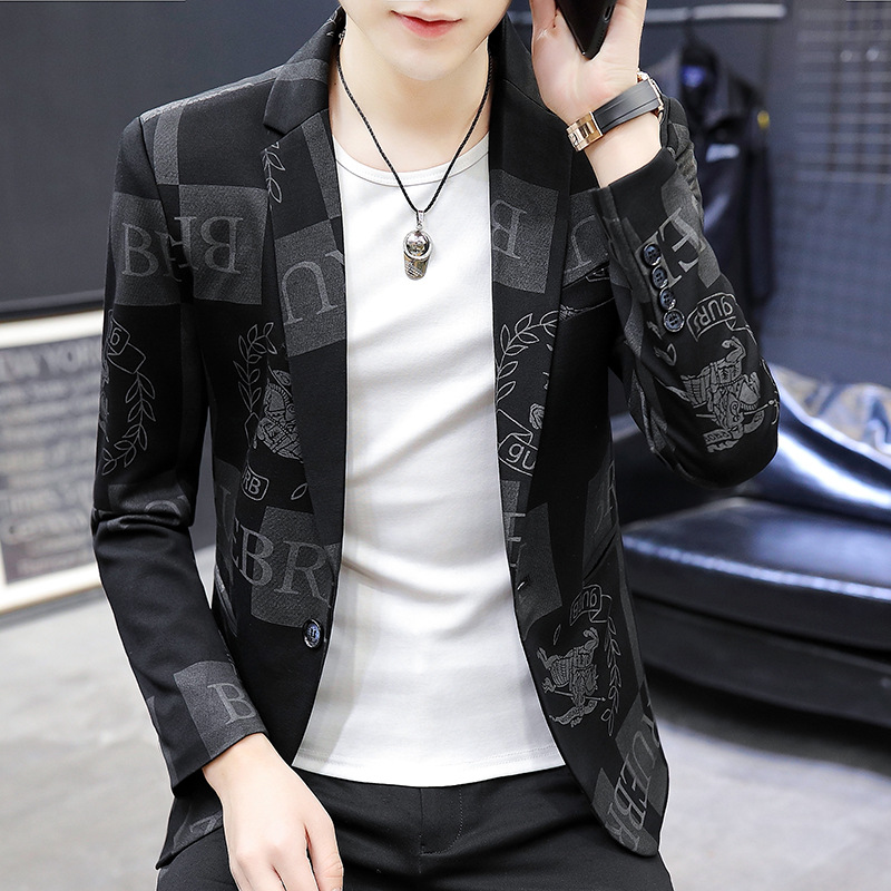 Pakaian laki-laki baru biasa pakaian laki-laki Korea Blazer mantel tunggal Barat Jas Pria Mewah