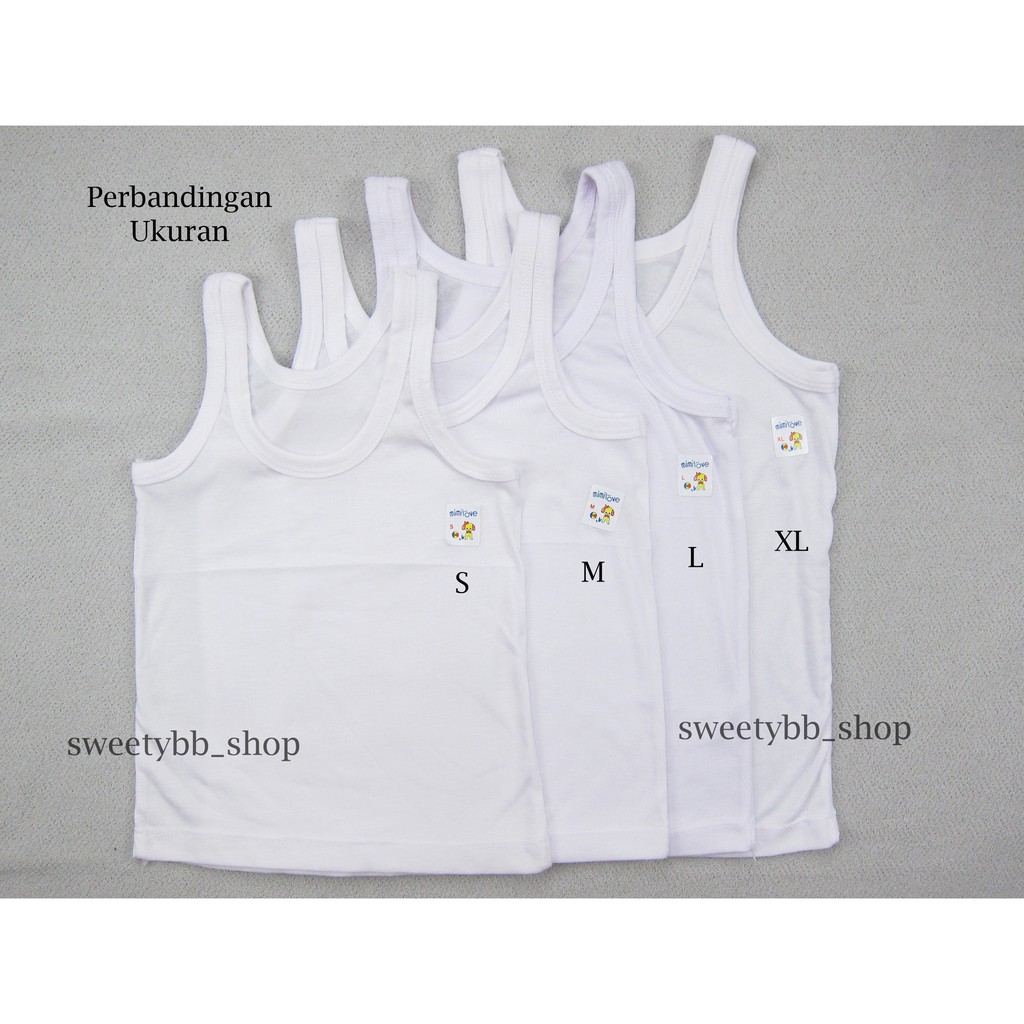 6pcs Singlet Anak katun halus / Kaos Kutang Anak Unisex Putih - Warna ( 3-11 thn)