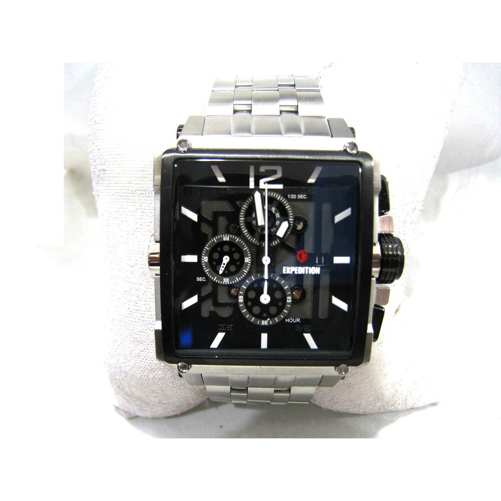 JAM TANGAN EXPEDITION WATCH 6618 PRIA SPORTY SILVER BLACK ORIGINAL