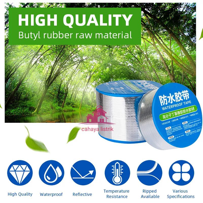 LAKBAN ANTI BOCOR 3M 5M LEM ANTI AIR ALUMUNIUM FOIL BUTYL SUPER WATERPROOF TAPE TAMBAL SILVER [PERFECTHOME]