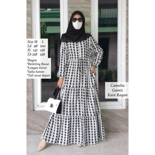 Gamis Rayon Premium Motif Kotak