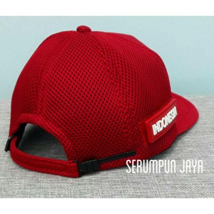 TOPI PMI / TOPI PMI RESCUE 3PATCH  JARING VELCRO MERAH / TOPI PALANG MERAH INDONESIA.