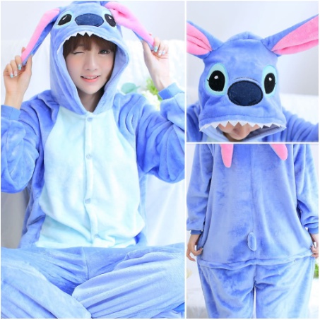 Kostum Pajamas Karakter Costume Stitch Biru Onesie Dewasa Unisex