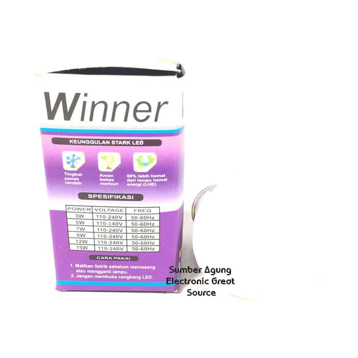 Lampu LED 3W Cahaya Putih 3 Watt 6500K Merk Winner Hemat Energi