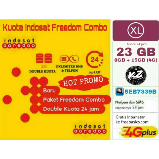 PROMO INDOSAT FREEDOM COMBO XL 20GB 28GB ( 8GB + 12GB 4G ) KUOTA INTERNET