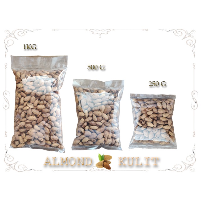 kacang Almond kulit panggang 1kg | rasa susu | milk flavor