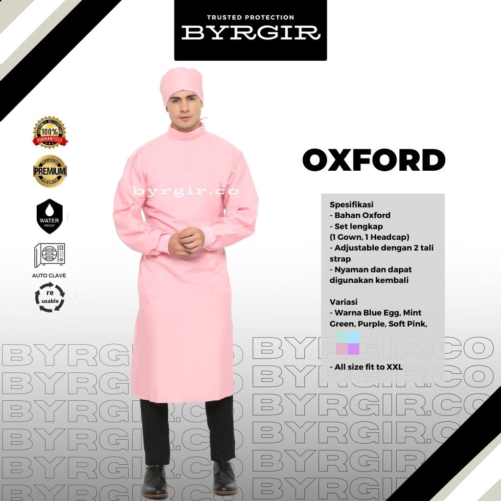 BYRGIR Surgical Gown Baju Operasi Katun Oxford Waterproof APD