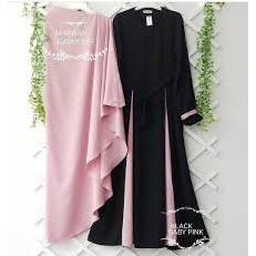 Ns FC Najibah gamis syari polos jumbo size L nayy lemon army pink-3