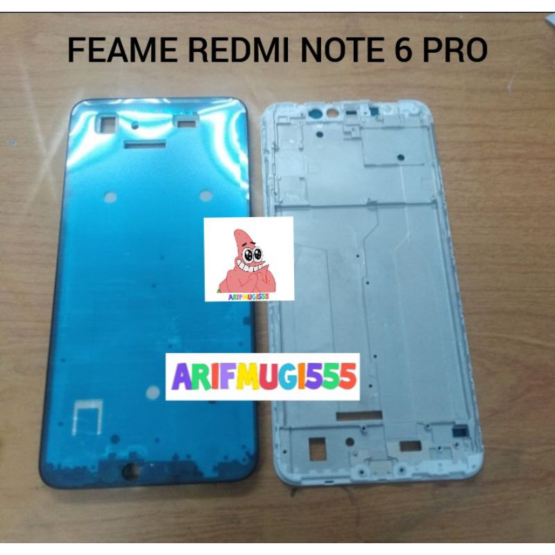 FRAME LCD TULANG TENGAH LCD TATAKAN LCD BAZZEL BEZEL XIAOMI REDMI NOTE 6 PRO ORIGINAL