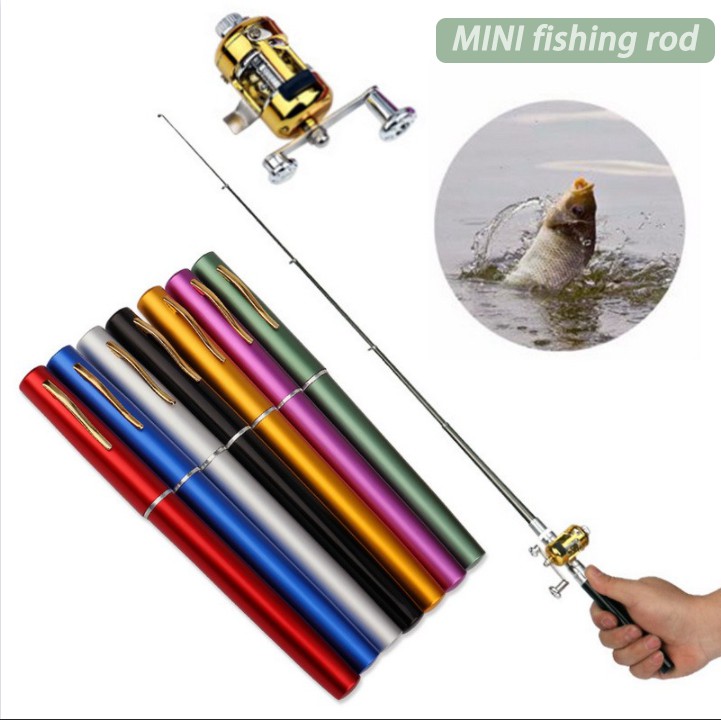 Mini Joran Pancing Pulpen 100CM Fishing Rod Pen Outdoor Ultralight Telescopic Portable With Reel Wheel