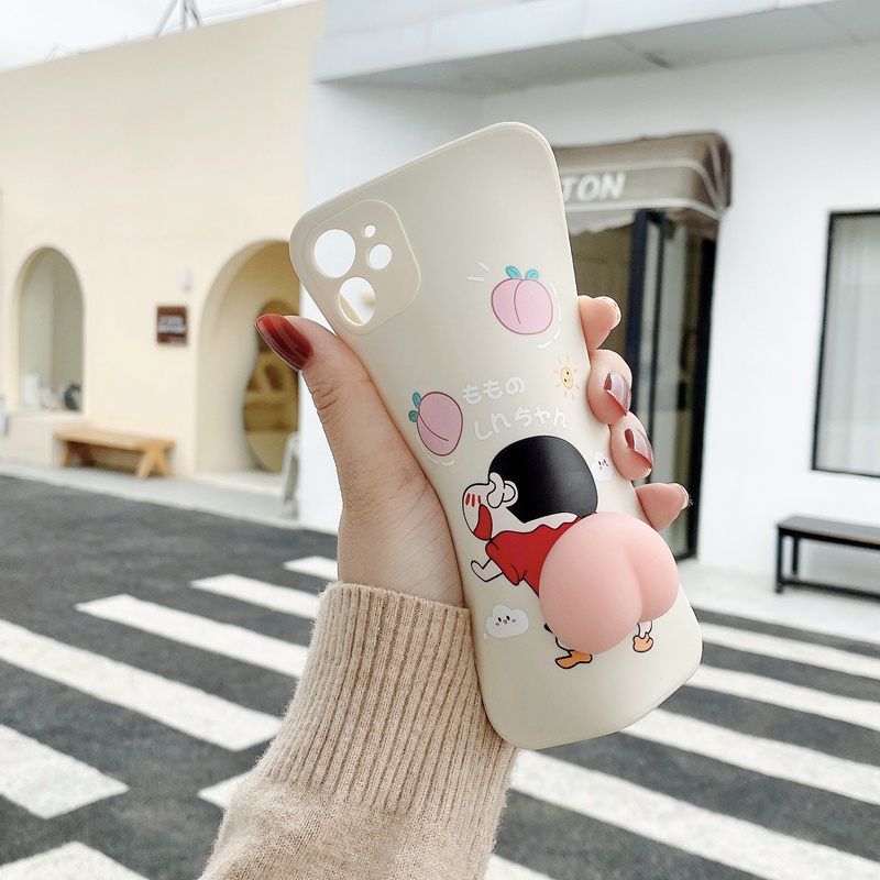 OPPO A95 A16 A94 A74 A54 A1k A15 A15s A7 A5s A12 F7 Reno 5F 4F 4 Cartoon Anime Crayon Shin-Chan Funny Casing Soft Squishy Pinch Peach-8