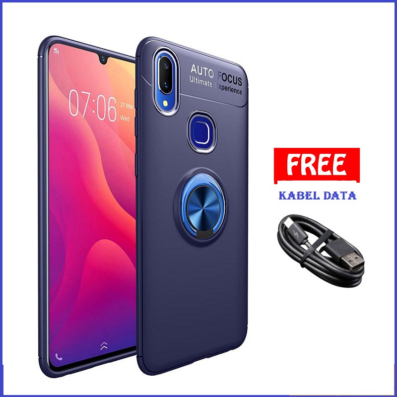 Soft Case Vivo Y91 Y95 Autofocus Magnetic Ring Free tempere glass