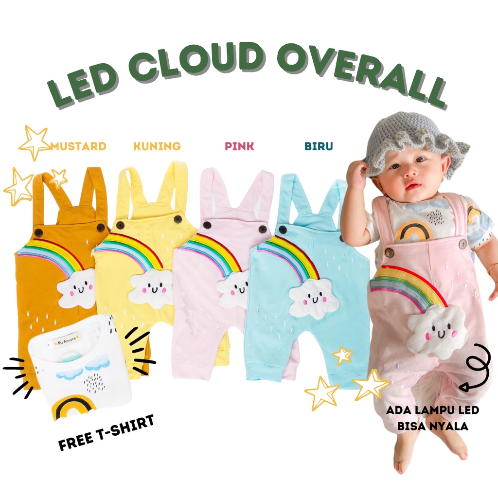 setelan anak perempuan fashion 0-12 bulan newborn SNI baju kodok overall anak 1-2 tahun LED cloud overall