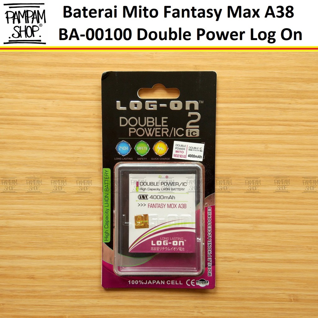 Baterai Log On Mito A38 Fantasy Max BA-00100 BA00100 Double Power Ori Batre Batrai Fantasi Log-On