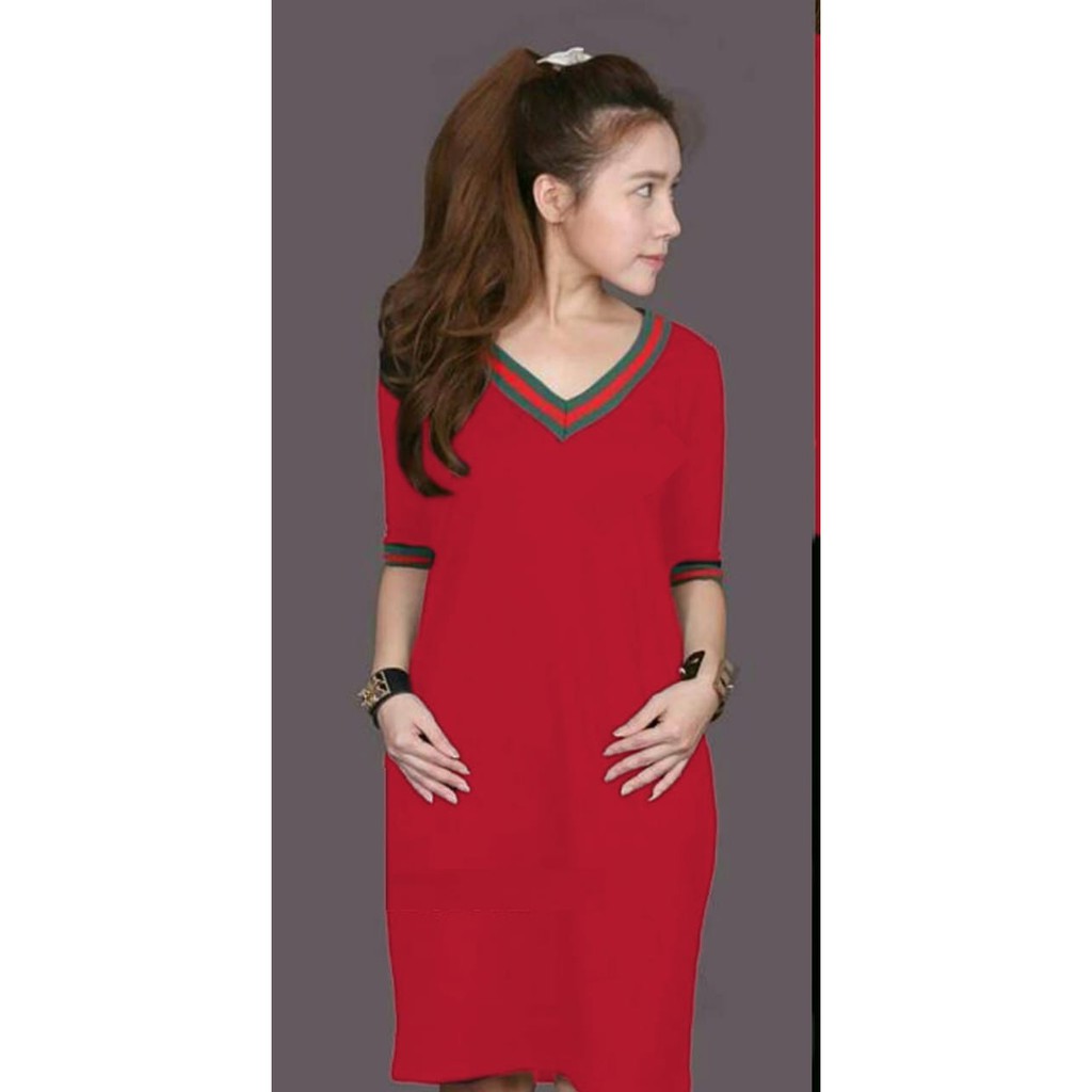 QF- DRESS V SAKU/ GUSI DRESS/ CASUAL DRESS WANITA/ TERLARIS