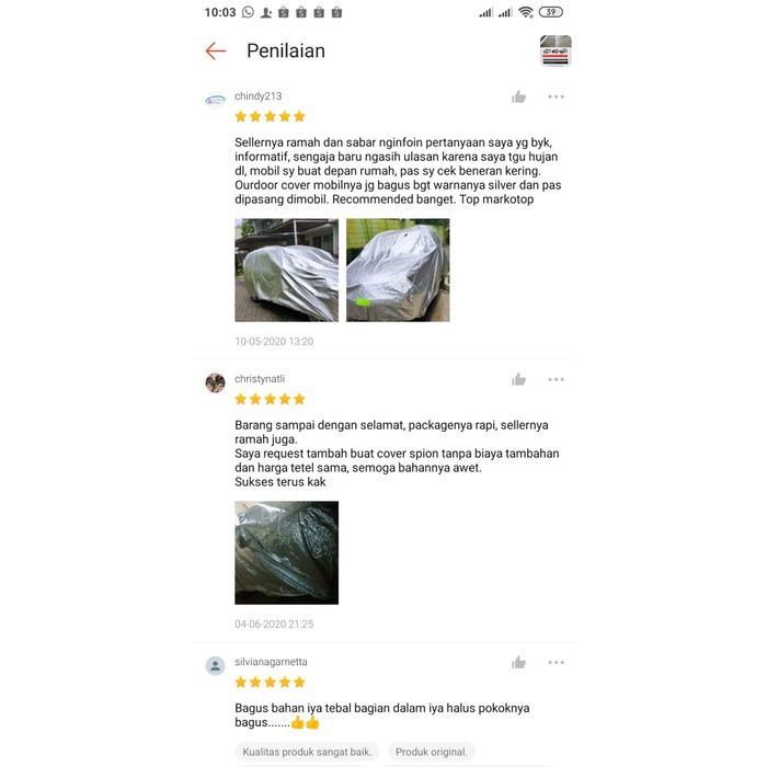 OUTDOOR body cover mobil serena sarung mobil serena putih anti luntur anti panas 2 lapis