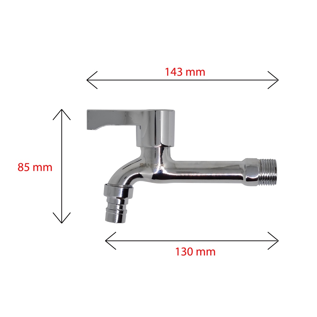 Kran Taman 1/2 Inch Keran Engkol Tembok Mesin Cuci Chrome