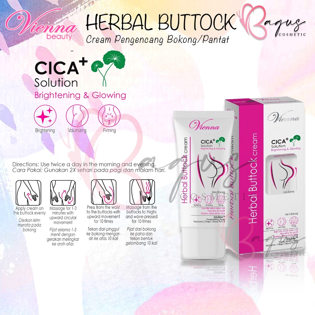 ⭐BAGUS⭐ VIENNA Herbal Buttock Cream 80ml | Cica+ Solution Krim Pengencang Bokong Pantat Mengencangkan
