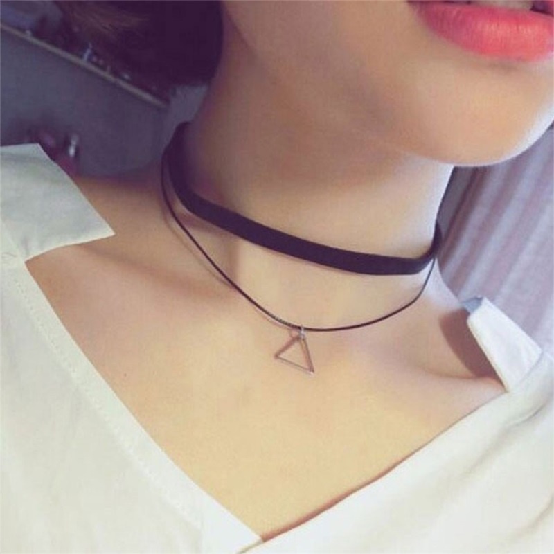 15pcs / Set Kalung choker Rantai Klavikula Bahan Lace Untuk Wanita