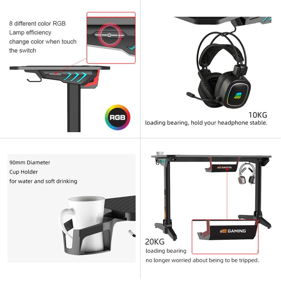 Meja Gaming Digital Alliance RGB - Gaming Desk DA RGB - Meja Gaming RGB Digital Alliance