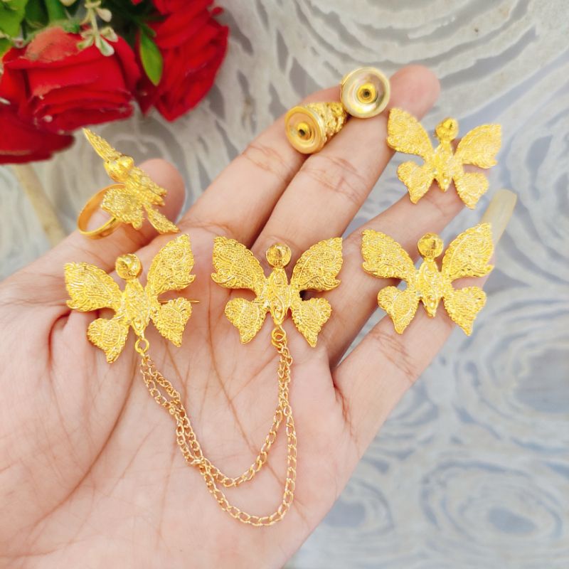 Set Kancing kupu-kupu Alpaka