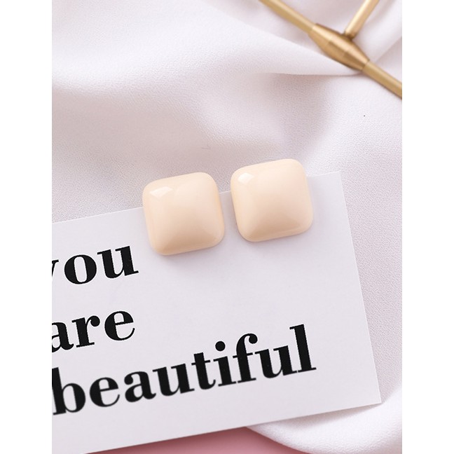 LRC Anting Tusuk Fashion Acrylic Mosaic Square Stud Earrings F5484X