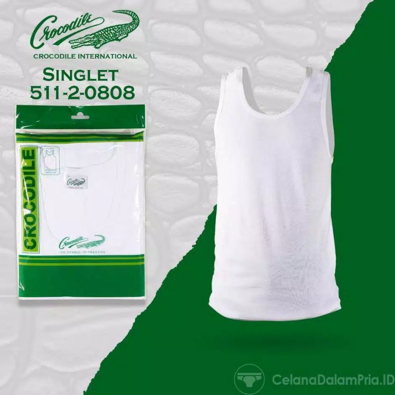 CROCODILE Kaos Dalam - Singlet Pria 808 Katun Polos Original