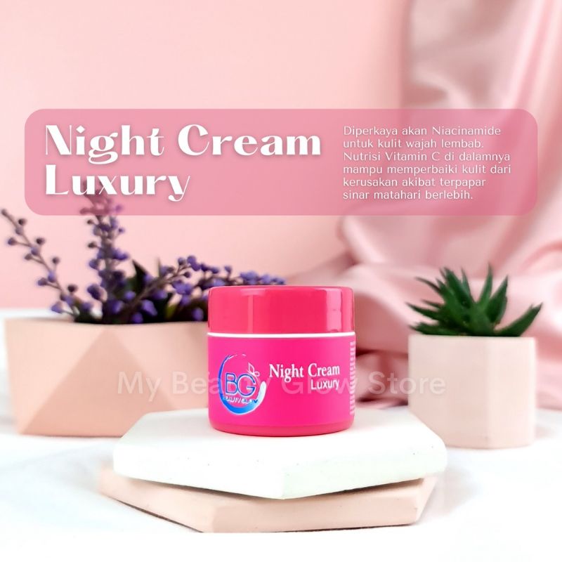 Beauty Glow BG Skin Night Cream Luxury menjadi PREMIUM NIGHT CREAM skincare krim malam anti flex moisturizer