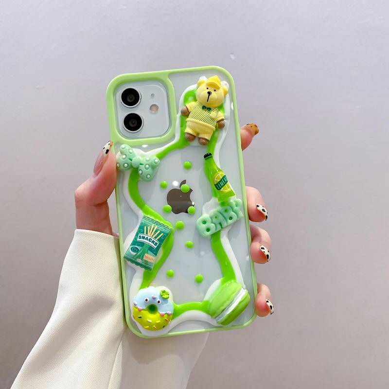 Soft Case Hp Gambar Kartun 3D Handmade Untuk iPhone 13 / 12 / 11promax / X / XS MAX / XR / SE / 2022 2020 / 7 / 8plus