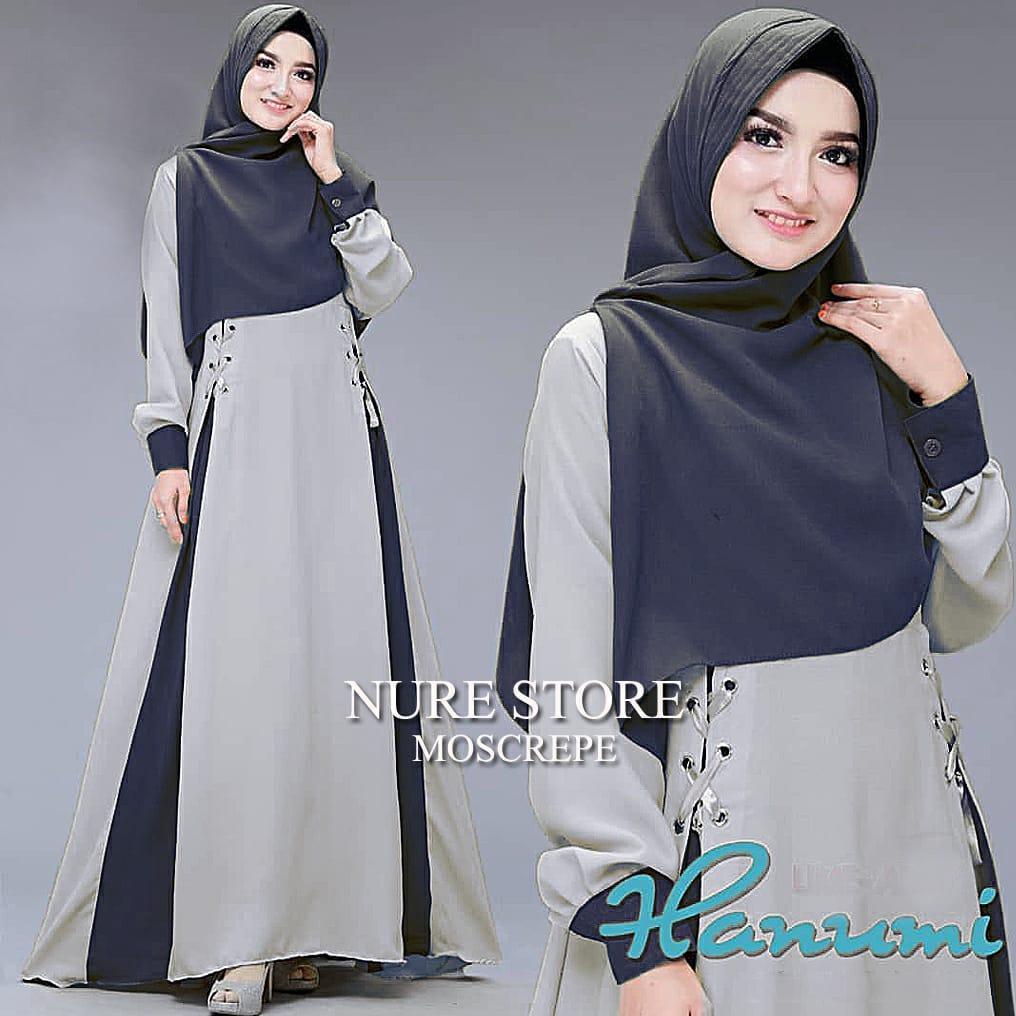 Baju gamis hanumi dress moscrep-Abu