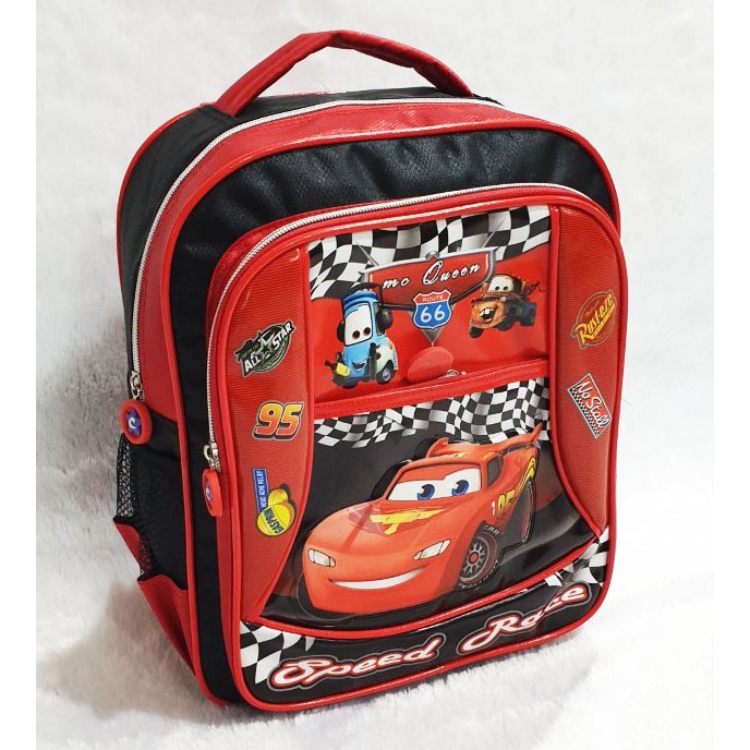 Tas Ransel Anak Sekolah TK Atau PG Gambar Cars Mobil Merah Soft Timbul
