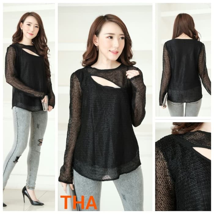 Baju Branded Bom Fash - Atasan Wanita Original - Blouse Branded Hitam