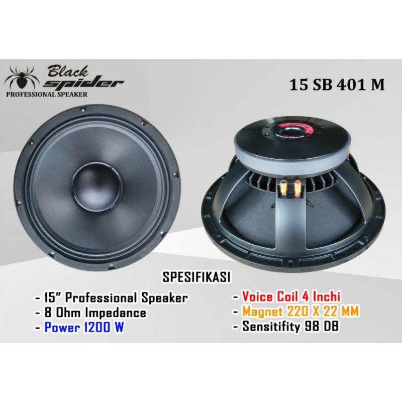 Speaker Komponen BLACKSPIDER BS 15 SB 401 / Speaker BS 15 SB401