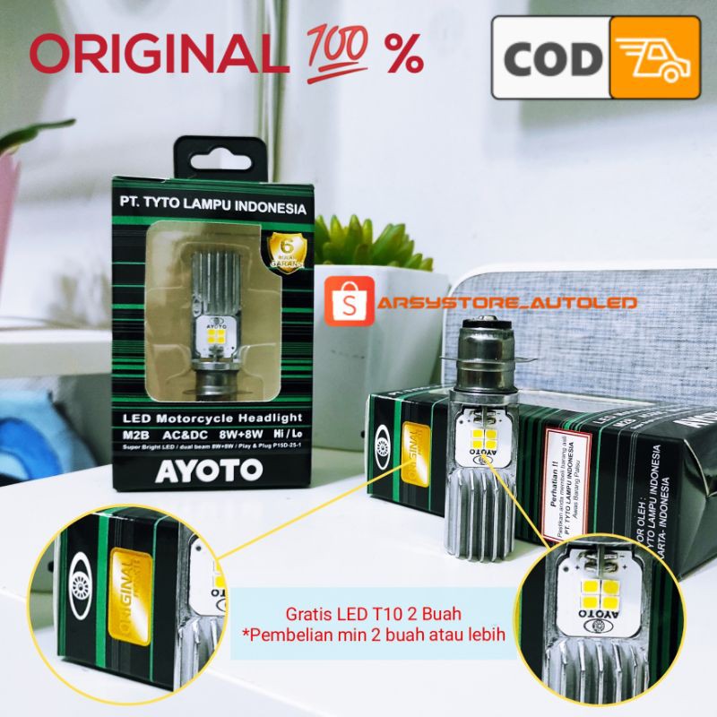 Lampu Depan Motor LED AYOTO Utama Bebek Matic H6 T19 M2B