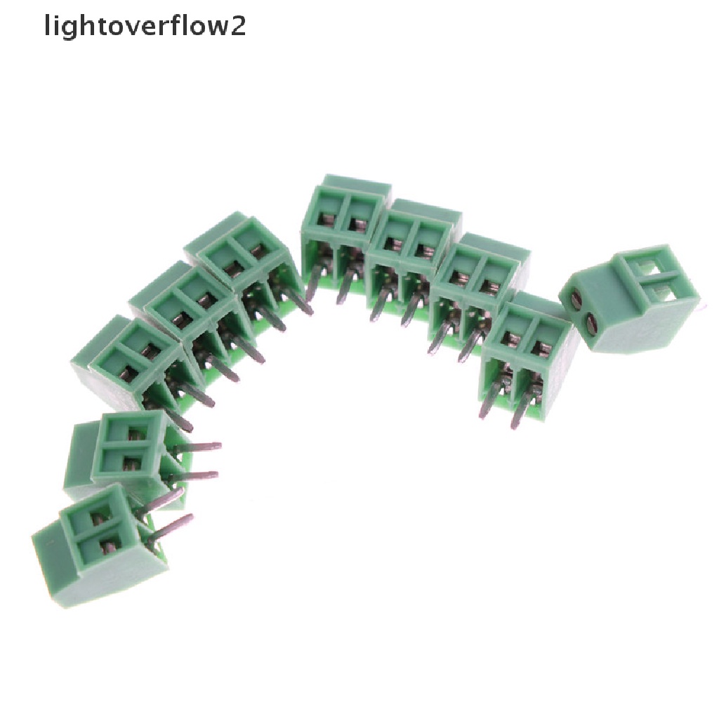 (lightoverflow2) 10pcs Blok Terminal Sekrup PCB Universal 2 Tiang KF128 2.54mm